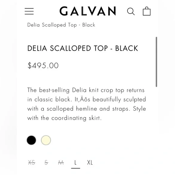 NEW GALVAN LONDON Delia Scalloped Knit Top Crop Black $495 - Picture 7 of 10